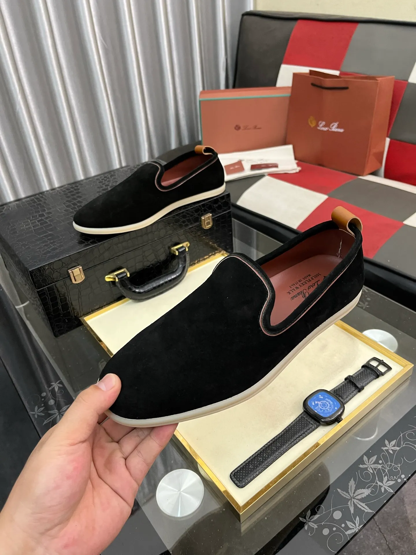 Men's men's shoes 💰420⌚️⌚️Loro*Piana pure original 2023 soft and comfortable LP deerskin flat casual star same style slip-on Loft men's shoes size 38-44